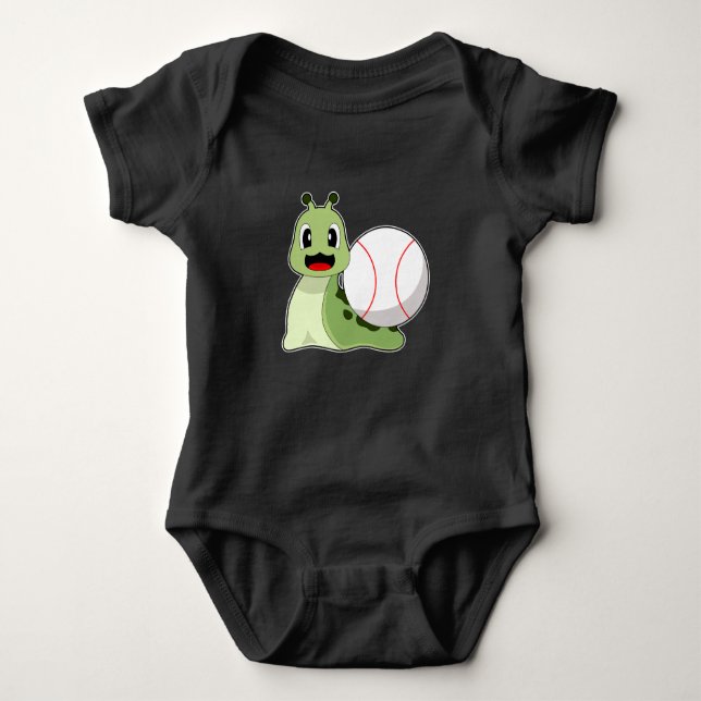 Snail Baseball Baseball bat Baby Bodysuit (Front)