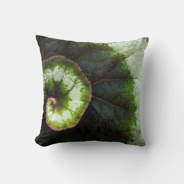 Snail Begonia Leaf Throw Pillow (Front)