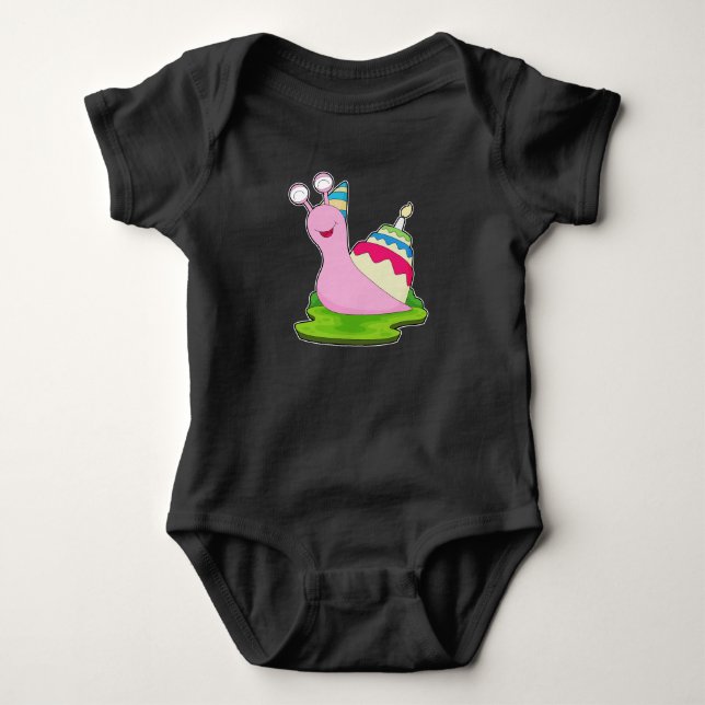 Snail Birthday Cake Baby Bodysuit (Front)