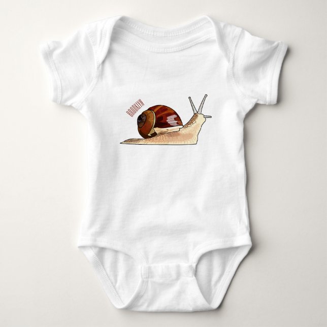 Snail cartoon illustration baby bodysuit (Front)