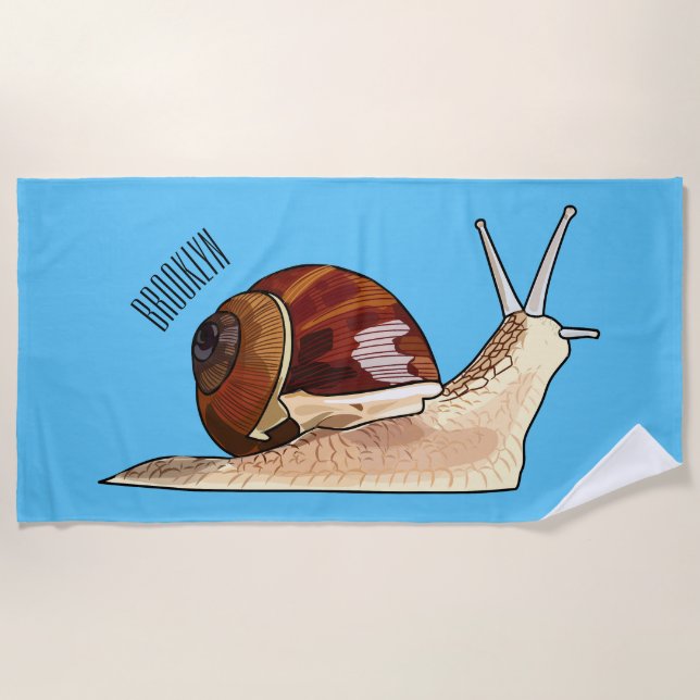 Snail cartoon illustration beach towel (Front)