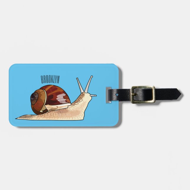 Snail cartoon illustration luggage tag (Front Horizontal)