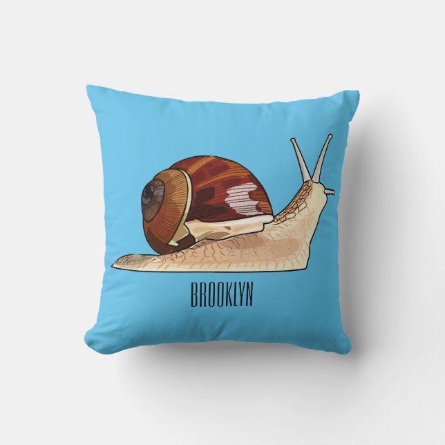 Snail cartoon illustration throw pillow (Front)