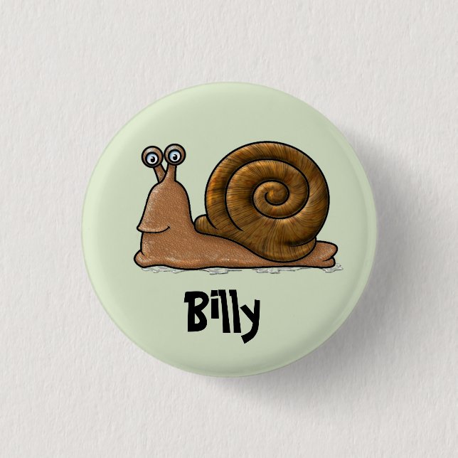 Snail Cartoon Pinback Button (Front)