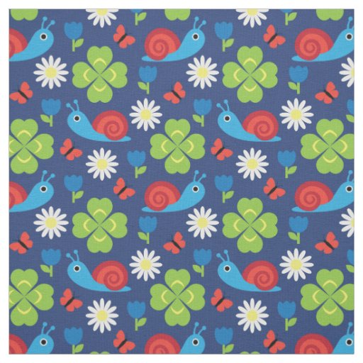 Snail & Clover Seamless Pattern Fabric