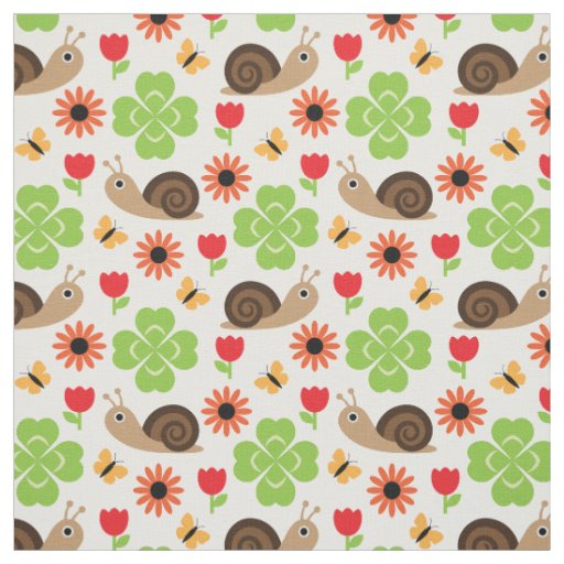 Snail & Clover Seamless Pattern Fabric