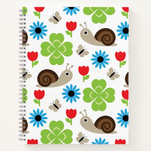 Snail  Clover Seamless Pattern Notebook