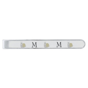 Snail Design Monogrammed Silver Finish Tie Bar