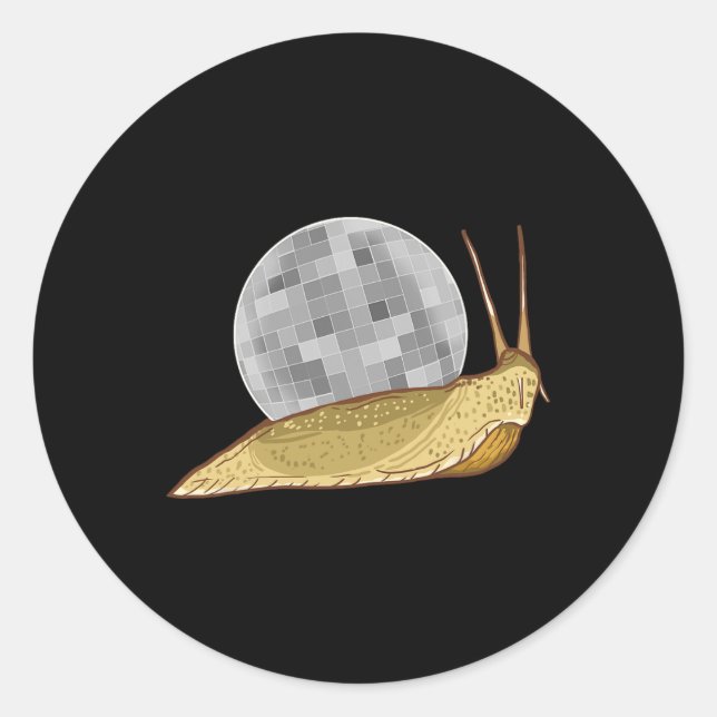Snail Disco Ball Funny Crystal Shell Animal Lover  Classic Round Sticker (Front)