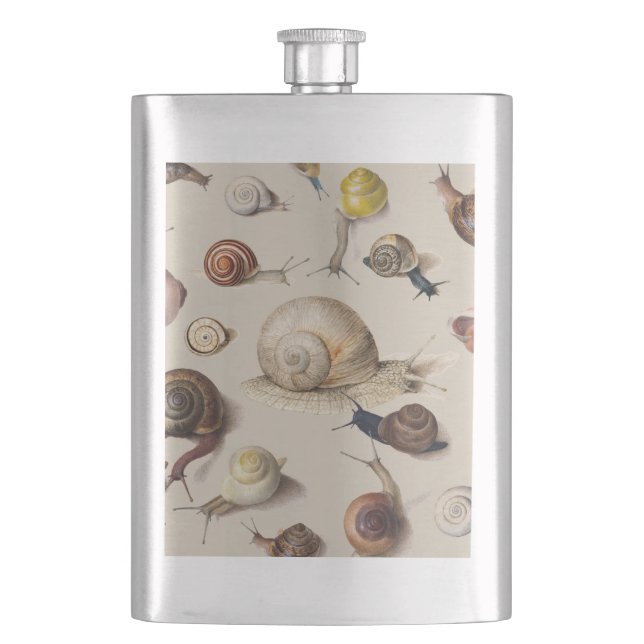 Snail Garden Pet Gastropod Slug Botanical Snails Flask (Front)
