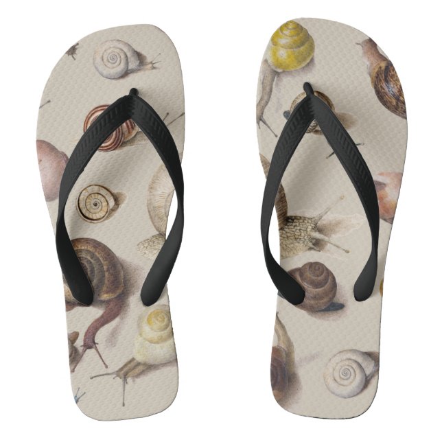 Snail Garden Pet Gastropod Slug Botanical Snails Flip Flops (Footbed)