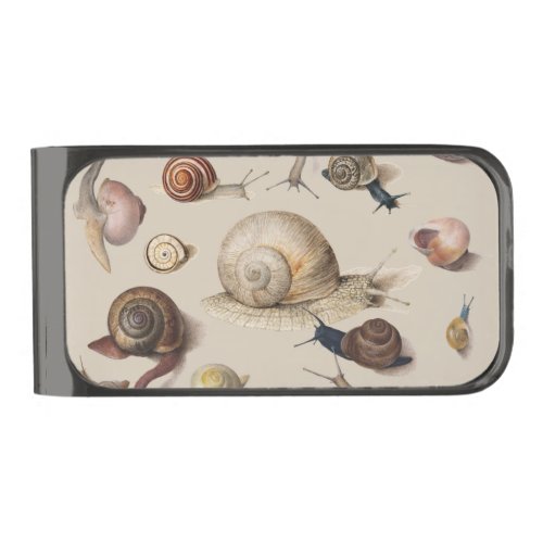 Snail Garden Pet Gastropod Slug Botanical Snails Gunmetal Finish Money Clip