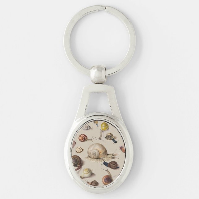 Snail Garden Pet Gastropod Slug Botanical Snails Keychain (Front)