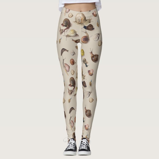 Snail Garden Pet Gastropod Slug Botanical Snails Leggings (Front)
