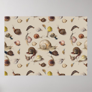 Snail Garden Pet Gastropod Slug Botanical Snails Poster