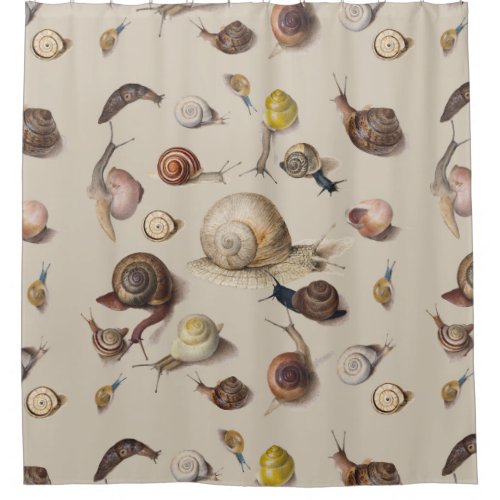 Snail Garden Pet Gastropod Slug Botanical Snails Shower Curtain