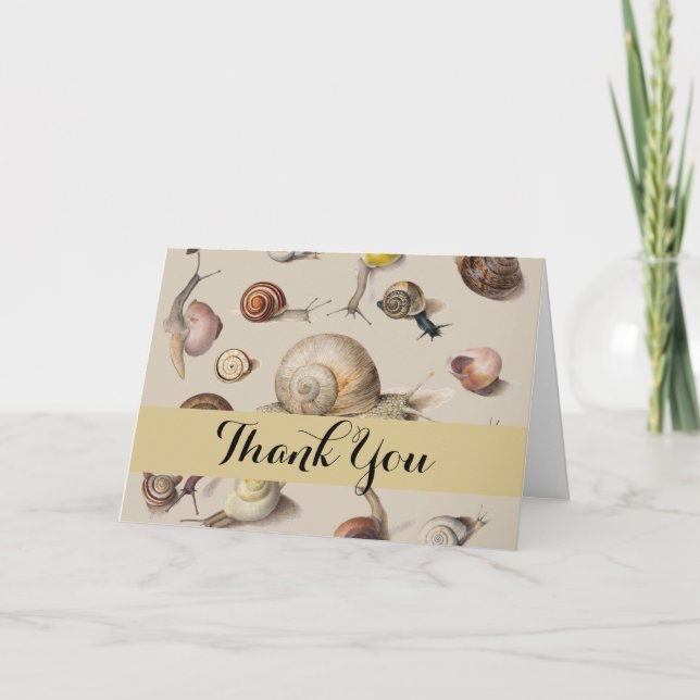 Snail Garden Pet Gastropod Slug Botanical Snails Thank You Card (Front)