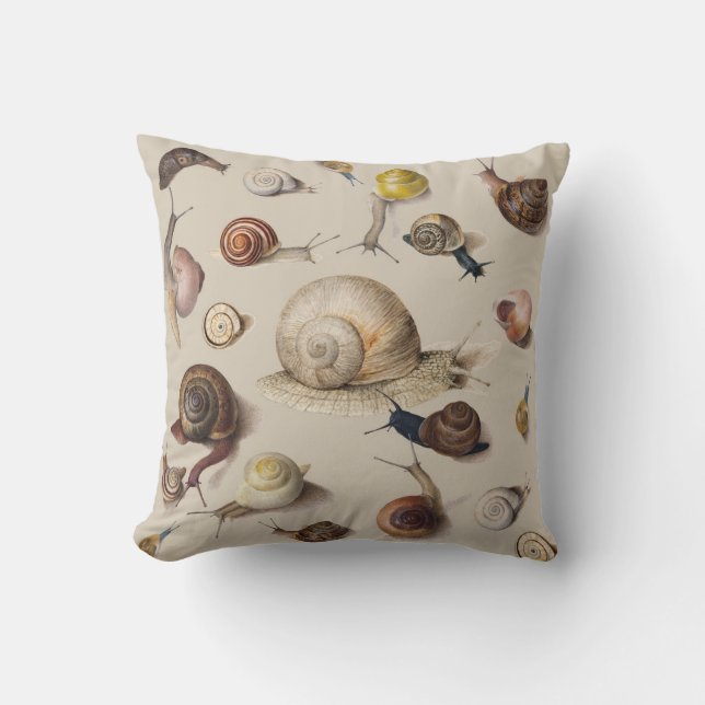 Snail Garden Pet Gastropod Slug Botanical Snails Throw Pillow (Front)