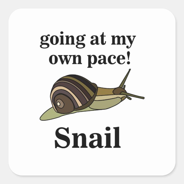 Snail Going At My Own Pace Funny Snail Square Sticker (Front)