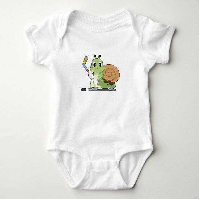 Snail Ice hockey Ice hockey stick Baby Bodysuit (Front)