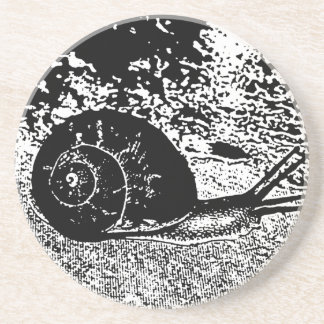 Snail in Black and White Coaster