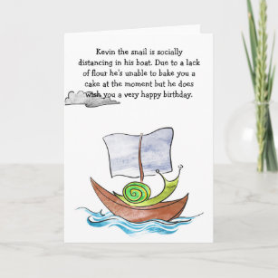 Snail in boat birthday card