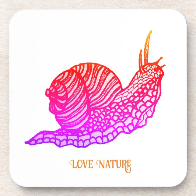 Snail in graphic style beverage coaster (Front)