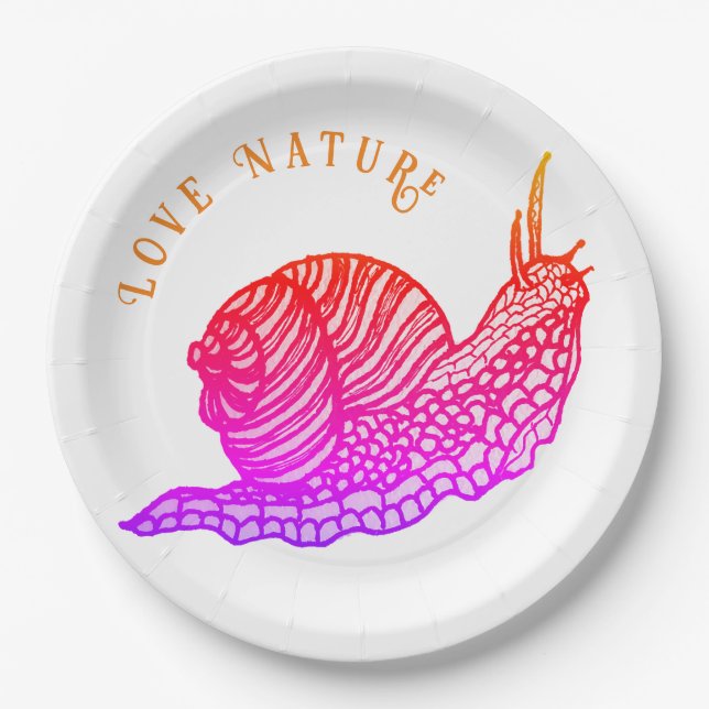 Snail in graphic style  paper plates (Front)