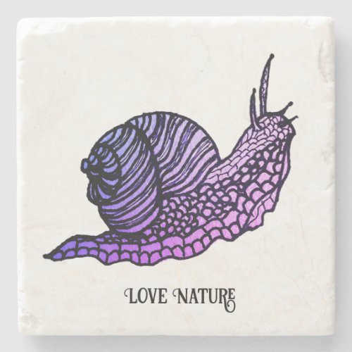 Snail in graphic style stone coaster
