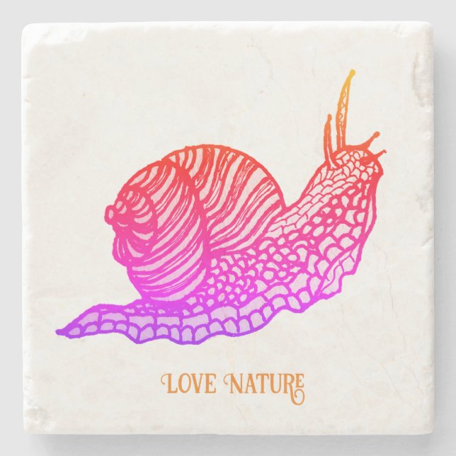 Snail in graphic style stone coaster (Front)