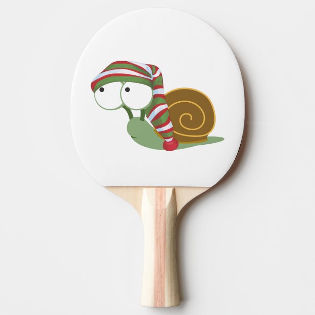 Snail in winter cap Ping-Pong paddle (Front)
