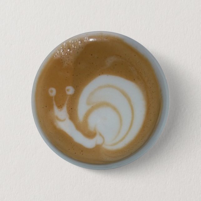 Snail latte coffee art button (Front)
