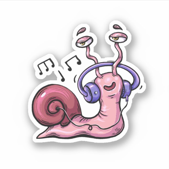 Snail Listening To Reggae Music Sticker (Front)