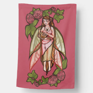 Snail Love cute goddess fairy snails red clover House Flag