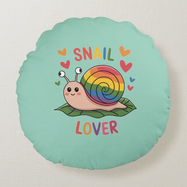 snail lover bright colorful snails cute round pillow (Front)