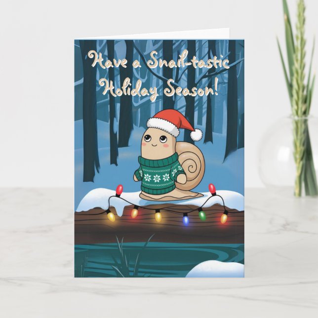 Snail lover Christmas snail tastic Holiday Card (Front)