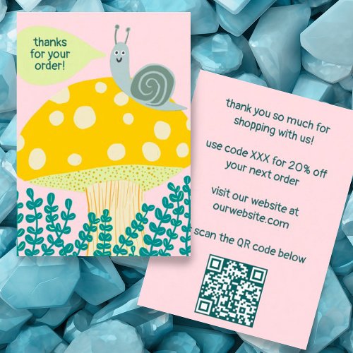 Snail Magical Mushroom CUSTOM Order Thanks QR Business Card