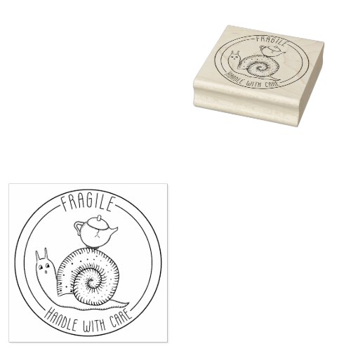 Snail Mail Fragile Handle with Care Wood Art Stamp