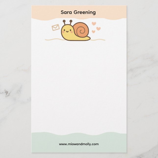 Snail Mail Social Club Cute Name Stationery (Front)