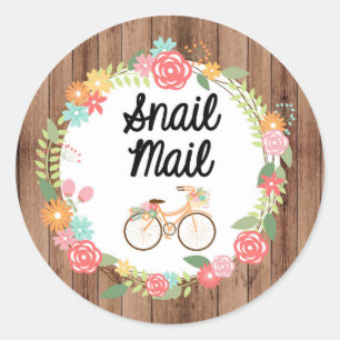 Snail Mail Sticker - floral bicycle!!