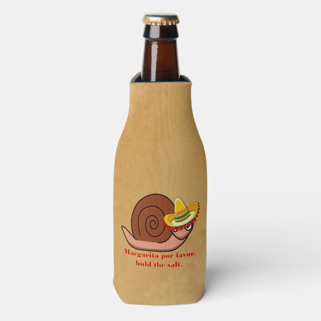 Snail Margarita por favor, hold the salt Bottle Cooler (Bottle Front)