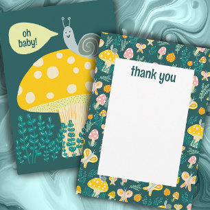Snail Mushroom Cute Adorable CUSTOM BABY SHOWER Thank You Card