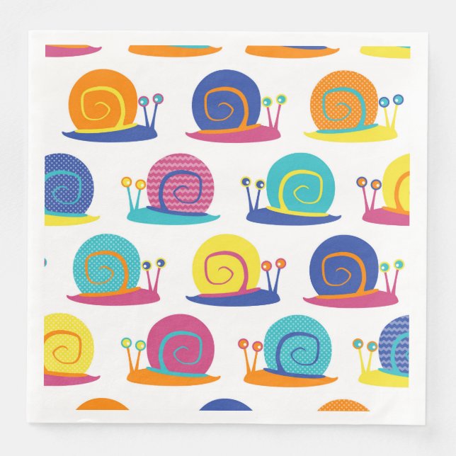 Snail Party Pattern Paper Dinner Napkins (Front)