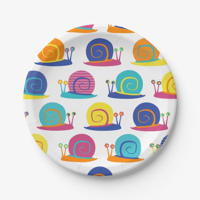 Snail Party Pattern Paper Plates (Front)