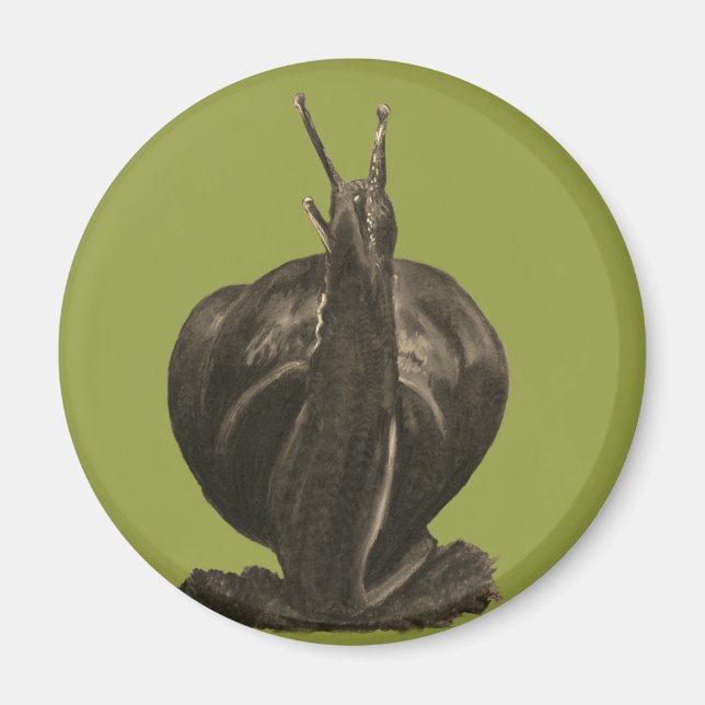 Snail Pastels  Drawing Round Magnet (Front)