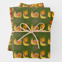 Snail Patterned Wrapping Paper Sheet Set
