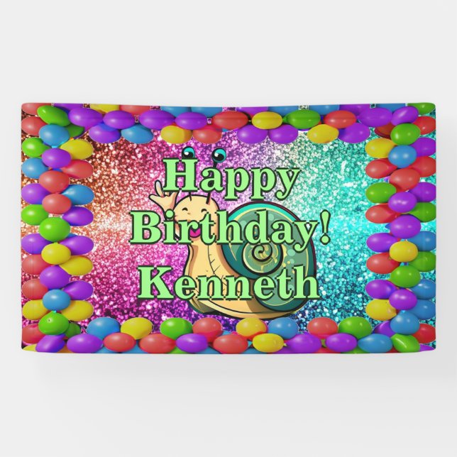 Snail Personalized character birthday banner (Horizontal)