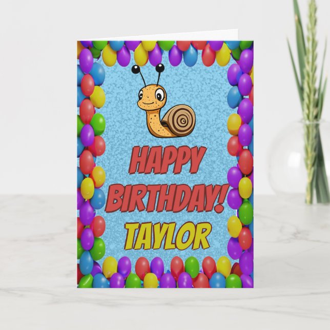 Snail Personalized Fun Greeting Birthday Card (Front)