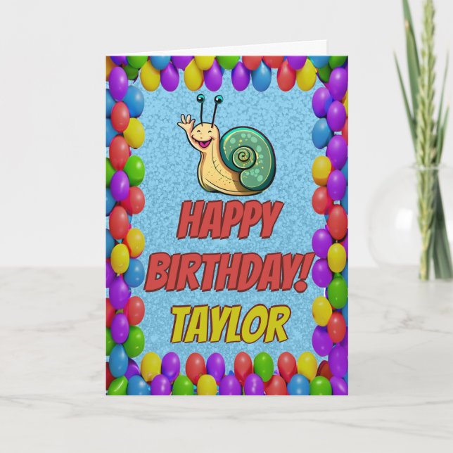 Snail Personalized Fun Greeting Birthday Card (Front)