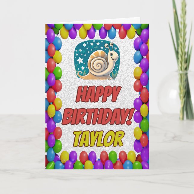 Snail Personalized Fun Greeting Birthday Card (Front)